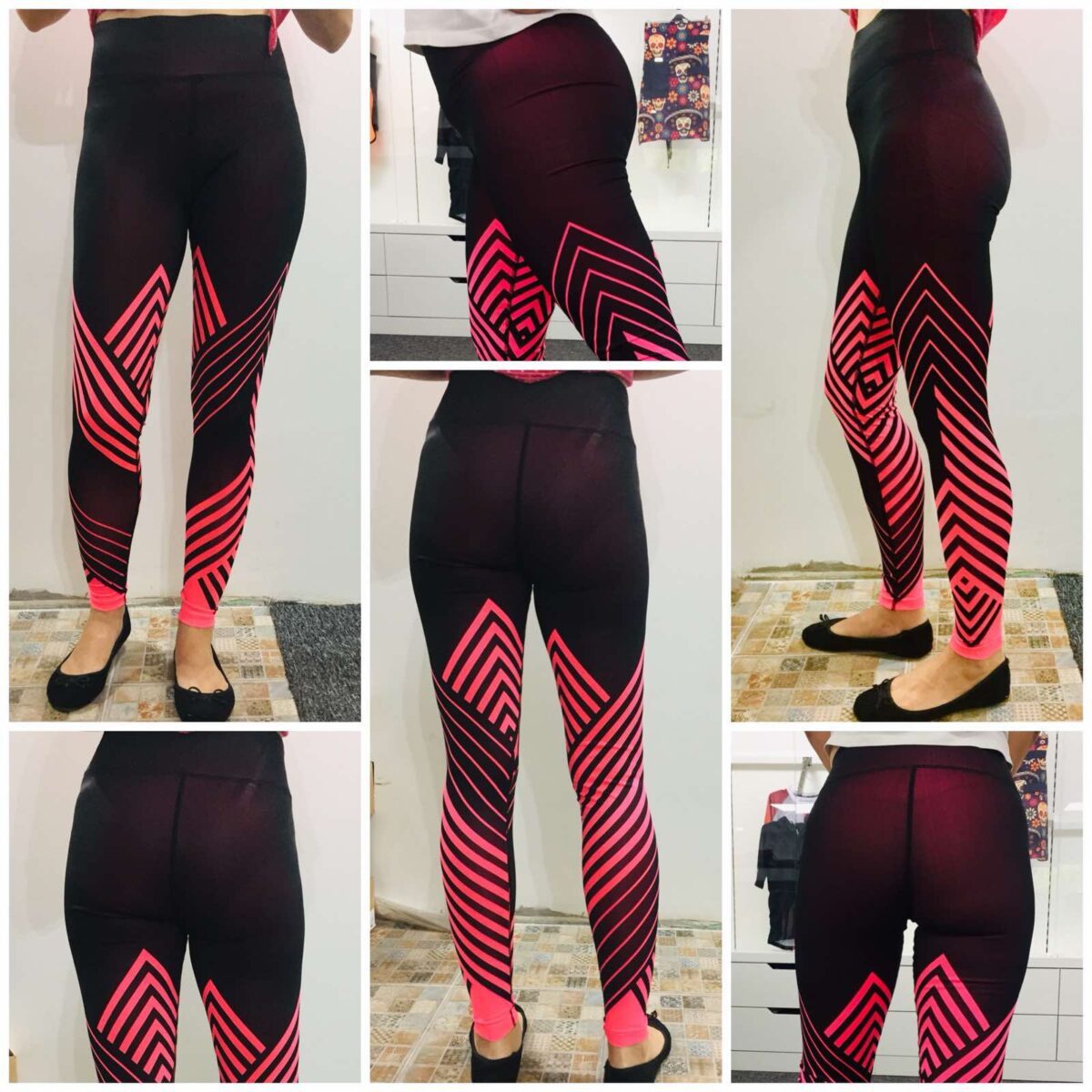 custom all over print leggings that change colour as an indication of workout progress.