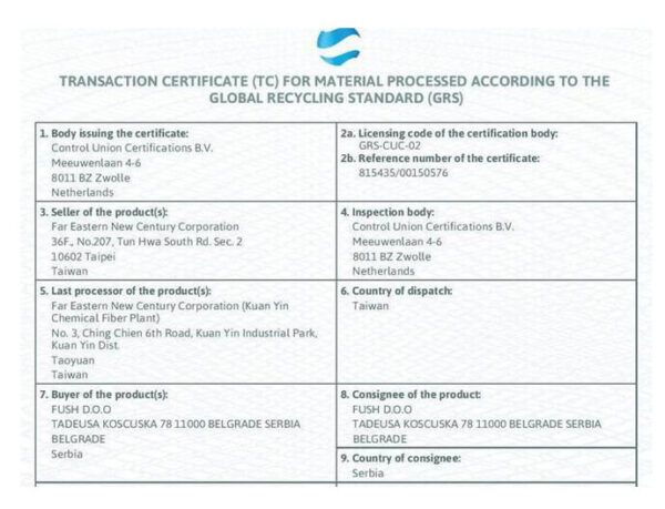 Image of a GRS certificate